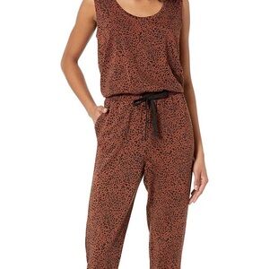 Amazon Essentials Rust Brown Sleeveless Animal-Print Jumpsuit